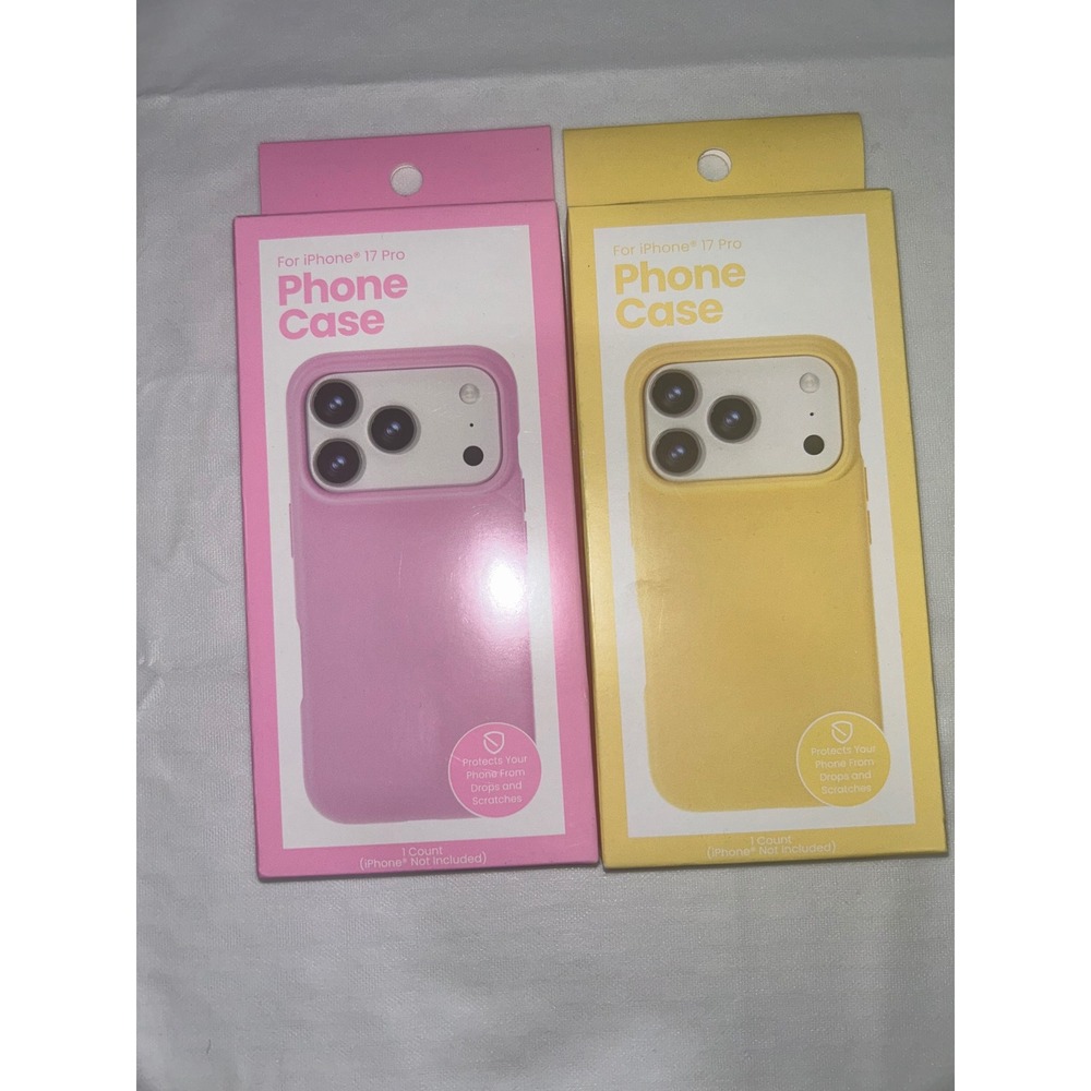 Lot of 2 iPhone 17 Pro Phone Cases Pink and Yellow TPU Slim Protective Covers